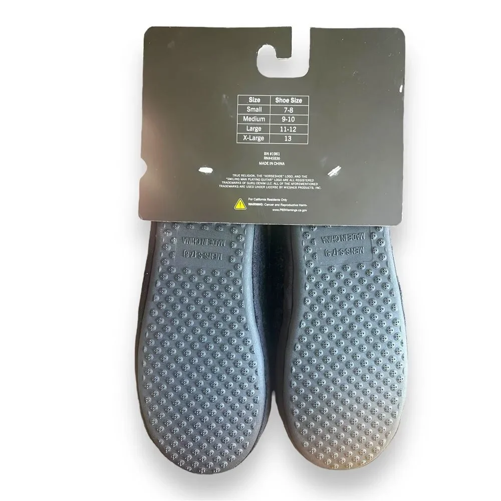 True Religion Men's Polar Performance Grey/Red Slip-on Soft Slippers Size Small
